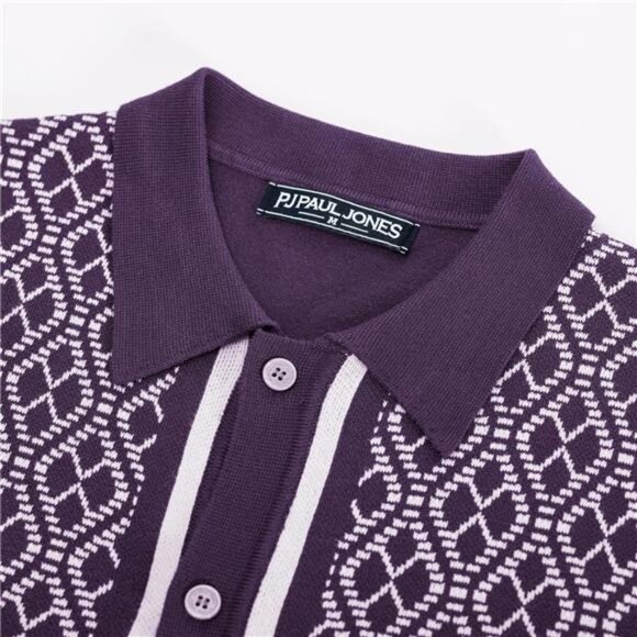 Men's Polo Shirts 70s Vintage Shirts Purple - Picture 2 of 6